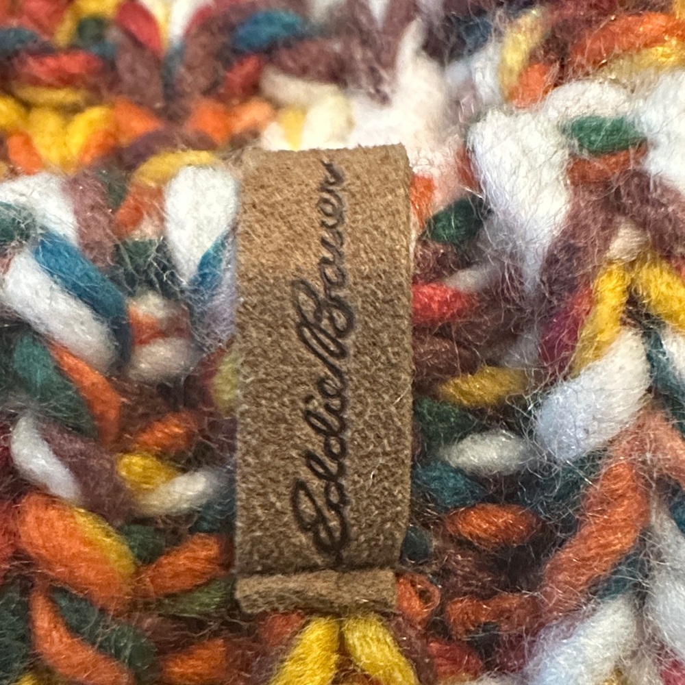 Sold ✅Eddie Bauer Colorful Knit Beanie with Pom-Pom - Picture 2 of 4